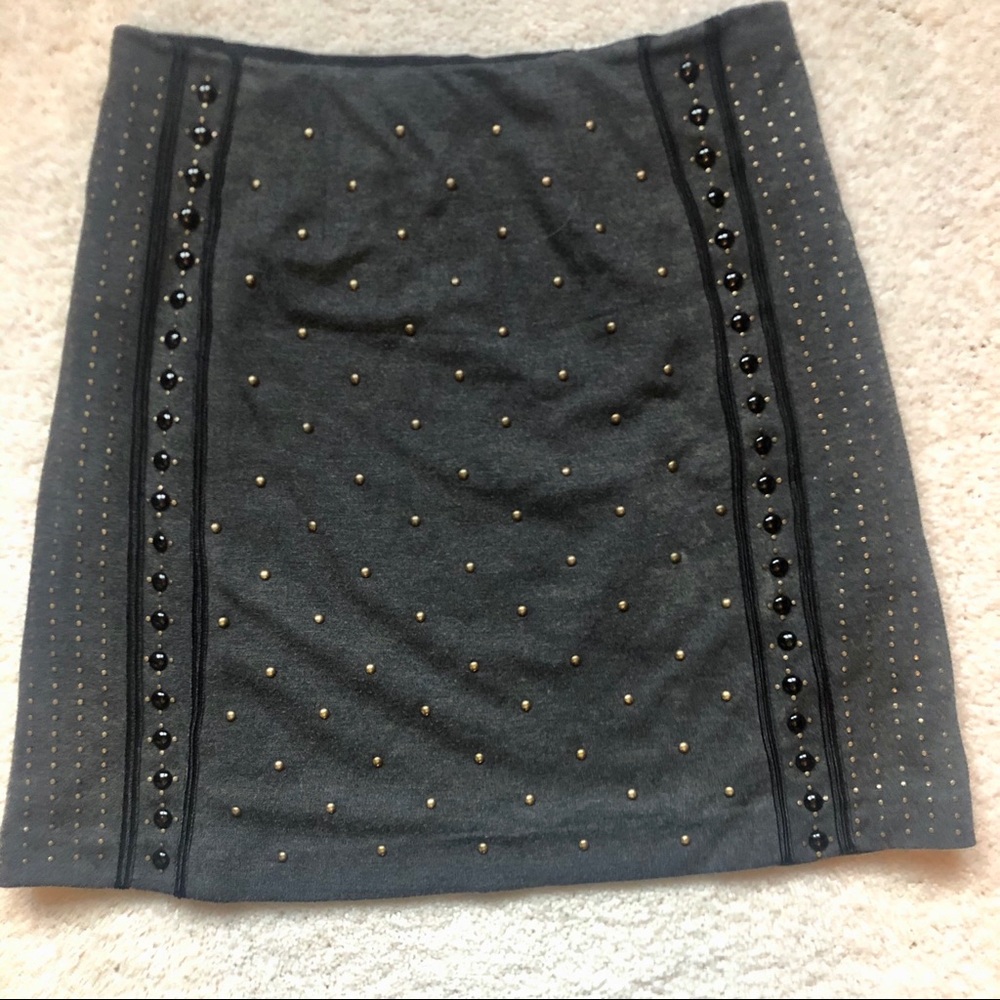 Nanette Lepore gray studded mini skirt size 0